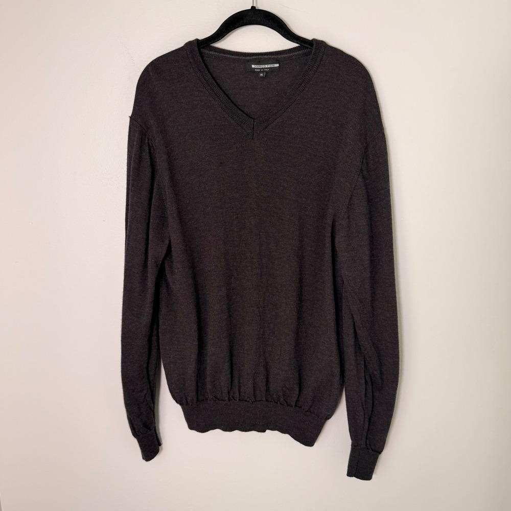 Merino Wool Made in Italy Mens Sweater (XL) Extra Fine Knit Gray Mens Layering - Picture 6 of 12